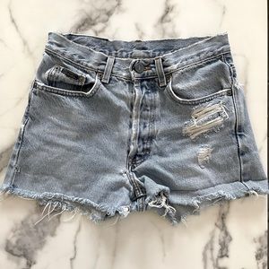 Calvin Klein cutoff high waist denim shorts